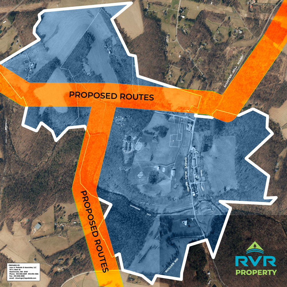 proposed route cutting through RVR property